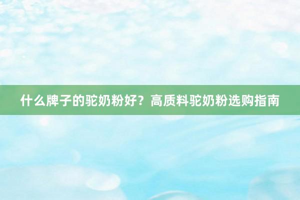 什么牌子的驼奶粉好？高质料驼奶粉选购指南
