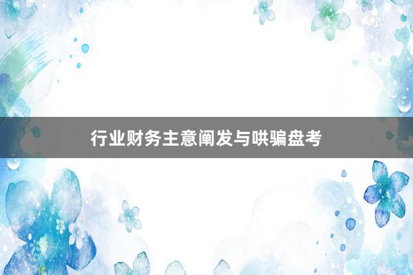 行业财务主意阐发与哄骗盘考